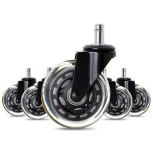Set of 5 75mm Skating Style Office Chair Casters, Abrasion Resistant Universal Replacement Wheels, Black b10038