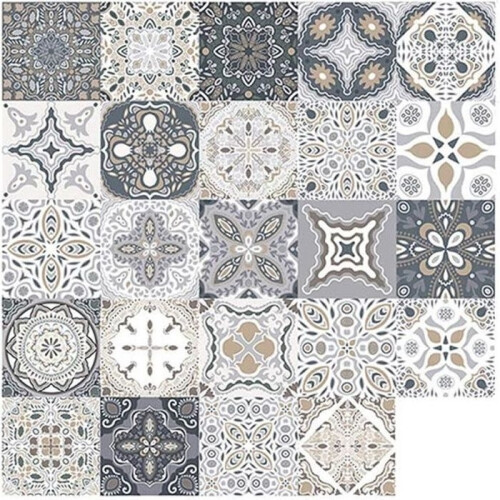 AMOUNE Waterproof Tile Stickers - 48pcs - Grey - 15x15cm