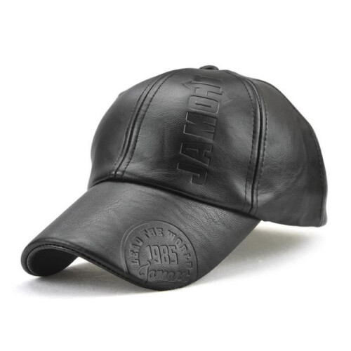 Baseball Cap - JAMONT - Winter - PU Leather - Adjustable - Black