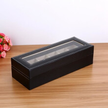 Watch Storage Box for Men and Women with 6 Compartments, Jewelry Travel Storage, with Metal Key Lock, Black - JIL