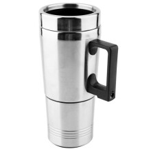 12V Stainless Steel Electric Car Kettle 350ML + 150ML - Grey - 60 Watt