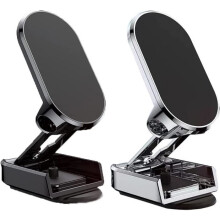 Magnetic Car Phone Holder - Foldable - Alloy - Black - Portable - Powerful Magnets