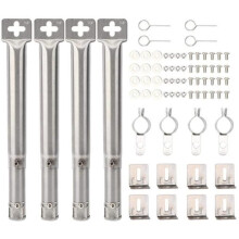 Set of 4 Stainless Steel Burner Tubes for Gas Barbecue - Adjustable from 12" to 17.5"
