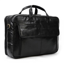 Document Holder, Genuine Leather Briefcase for Men, Large Capacity Cowhide Leather Laptop Bag - Design Type 1 - Black