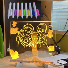 15cm x 15cm Led Note Board with Colors for Kids, Acrylic Dry Erase Board with Light, Led Noteboard with Colors