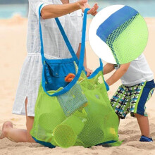 Foldable and space-saving mesh beach bag, easy to stretch, beach toy bag, perfect for family vacations