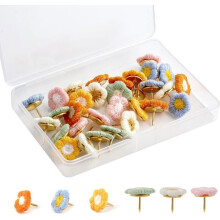 30pcs Punaises de Fleurs pour Carte Tableau de Liège Affichage Photo Bureau Maison (6 Couleurs)