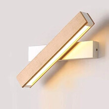 Goeco LED Indoor Wall Light - 360 Rotation - Solid Wood - Bedroom