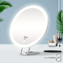 Hanging LED Magnifying Mirror, 6-inch Compact and Portable Makeup Mirror, Rechargeable Pocket Mirror