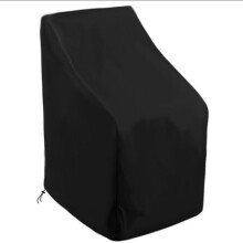 Vedenpitävä puutarhatuolin päällinen, pinottava nojatuolin päällinen kiristysnyörillä ja soljella (120 x 65 x 65 x 80 cm) - musta
