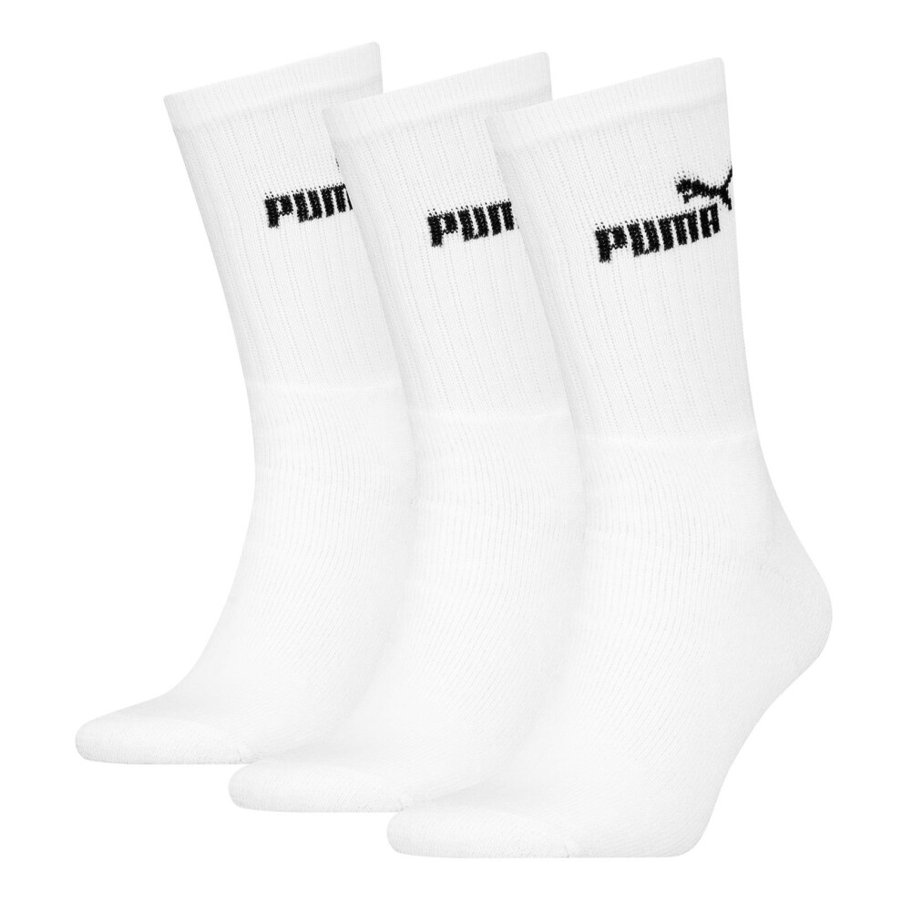 Puma (9 Uk-11 Uk, White) Unisex Adult Crew Socks (Pack Of 3)