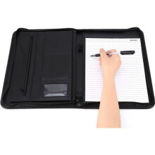 A4 vetoketjullinen konferenssikansio keinonahkaa - musta - PVC - (K) 34 cm x (L) 25 cm