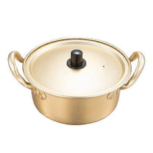 Aluminiumtopf mit Doppelgriffen für Camping, gleichmäßige Wärmeverteilung, Gold-Ramen-Topf