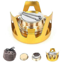 Tragbarer Spirituskocher für Camping mit Kupferbrenner, Aluminiumlegierungsfuß, 145 g, zum Kochen im Freien
