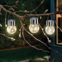 ESOTEC LED-aurinkokennolamppu, säröillä oleva lasipallo - 3 kpl pakkaus - keltainen - ulkokäyttöön