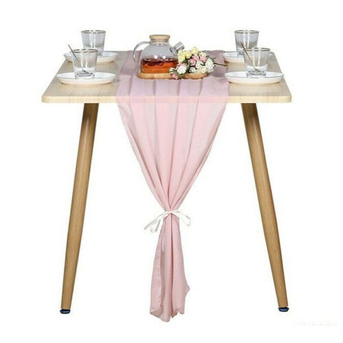 ZOELNIC chiffon wedding table runner light pink 28 x 120 1