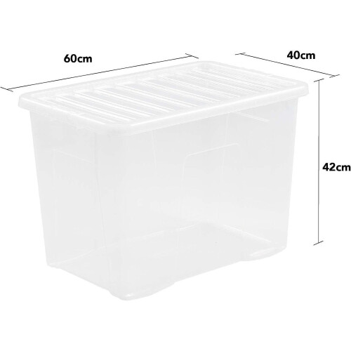 Wham Wham 4 Pack, 80 Litre Storage Boxes, Clear 1