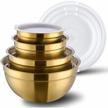 4-teiliges Edelstahl-Rührschüssel-Set mit Deckel