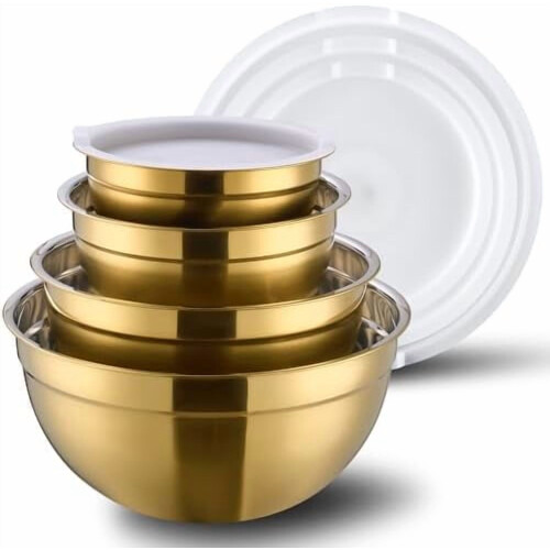 4-teiliges Edelstahl-Rührschüssel-Set mit Deckel