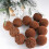 Flocked Christmas Ornaments Set, 6cm Brown Plastic Balls, 1