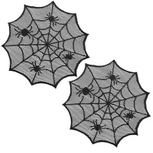 Black Spider Web Placemats Halloween Theme 2 Pcs