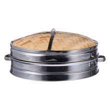Stainless Steel Fish Steamer with Bamboo Basket and Egg Rack