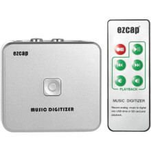 Docooler Audio Capture -musiikkitallennin, jossa 3,5 mm:n ja RCA-tuloliitännät, SD-korttipaikka, USB-asema ja MP3-toisto