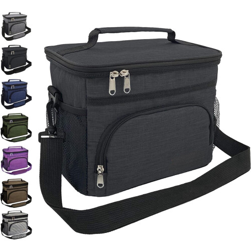 Sac isotherme noir réutilisable et étanche.