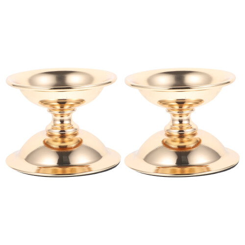 Conjunto de 2 castiçais de ferro dourado