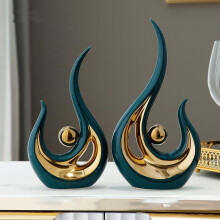 Ceramic Statue Ornament Abstract Art Figurine 2 pcs