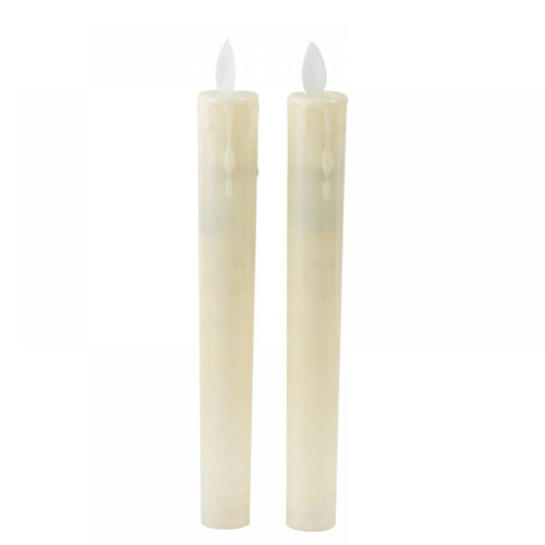2 stk. LED-koniske lys 21 cm flammeløse elfenben