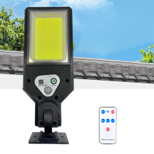 Straatlantaarn op zonne-energie met bewegingssensor, IP65, zwart, voor buiten