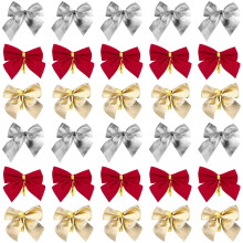 Toyvian glitter bowknot ornaments 36 pcs red golden silver