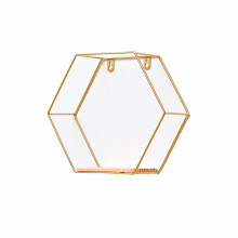 LNGOOR Goldenes geometrisches sechseckiges Wandregal