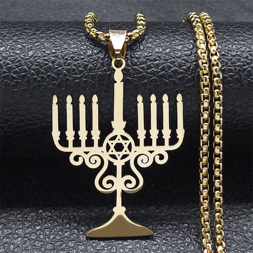 Collier pendentif étoile à six branches en acier inoxydable