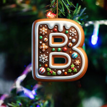 Wooden Christmas Stocking Name Tag Gold Letter A