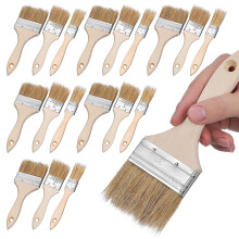 Conjunto de 24 pincéis de madeira para pintura e churrasco.