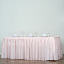 Saia de mesa em poliéster cor blush, 6,4 m x 74 cm