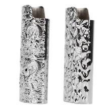 2er Pack Feuerzeughüllen 8 cm/3,15 in Silber Ripple-Dragon