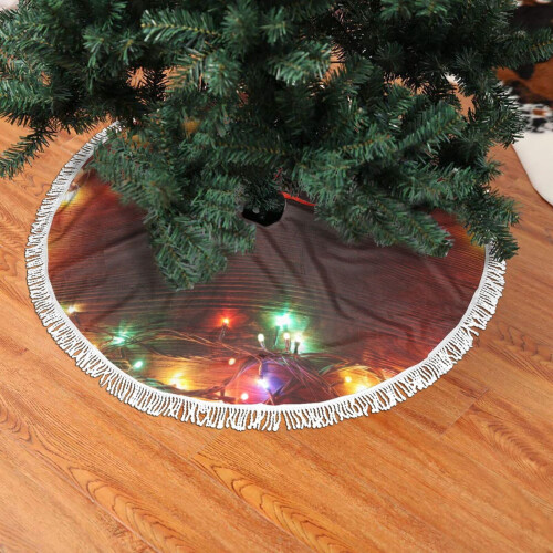 Saia de Natal com Franjas e Renda para Árvore de Natal, 91 cm (36")