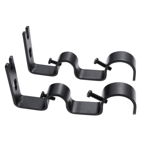 Ensemble de 2 supports de tringle à rideaux en fer noir
