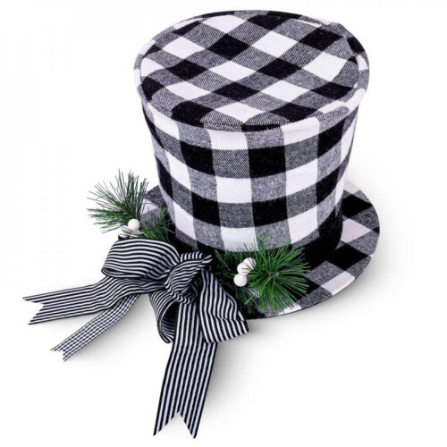Christmas Tree Topper Red Black Plaid Hat 1 Piece 1
