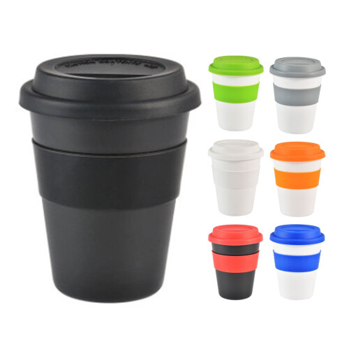 Caneca térmica de parede dupla, própria para alimentos.
