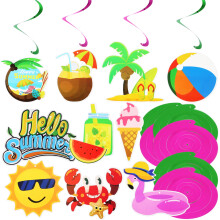 Summer party decorations hanging swirls 10 pcs