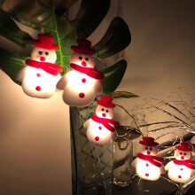 Guirlande lumineuse LED bonhomme de neige – 10 LED, 1,65 m, motif peluche