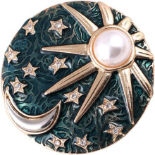 Sun and Moon Alloy Pearl Brooch Retro Style 1 Piece