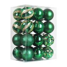 8cm Shatterproof Plastic Christmas Bauble, Green (24 pcs)