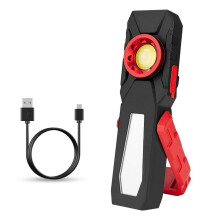 Luz de trabalho LED COB com ímã e gancho, recarregável via USB.