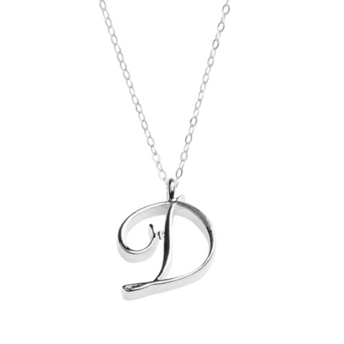 Women's silver clavicle necklace with initial pendant
