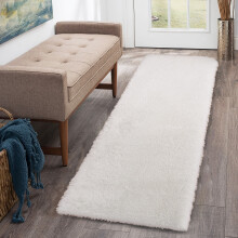 Haperlare shag runner rug 2 ft x 6 ft white